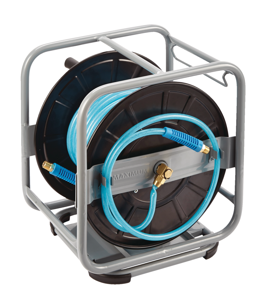 MAXIMUM Metal/Rubber Air Hose Reel with 360 Turn, 1/4in x 100ft