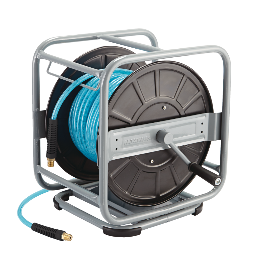 MAXIMUM Metal/Rubber Air Hose Reel with 360 Turn, 1/4in x 100ft