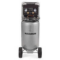 Compresseur vertical portatif silencieux sans huile MAXIMUM avec plateau supérieur, 15 gallons