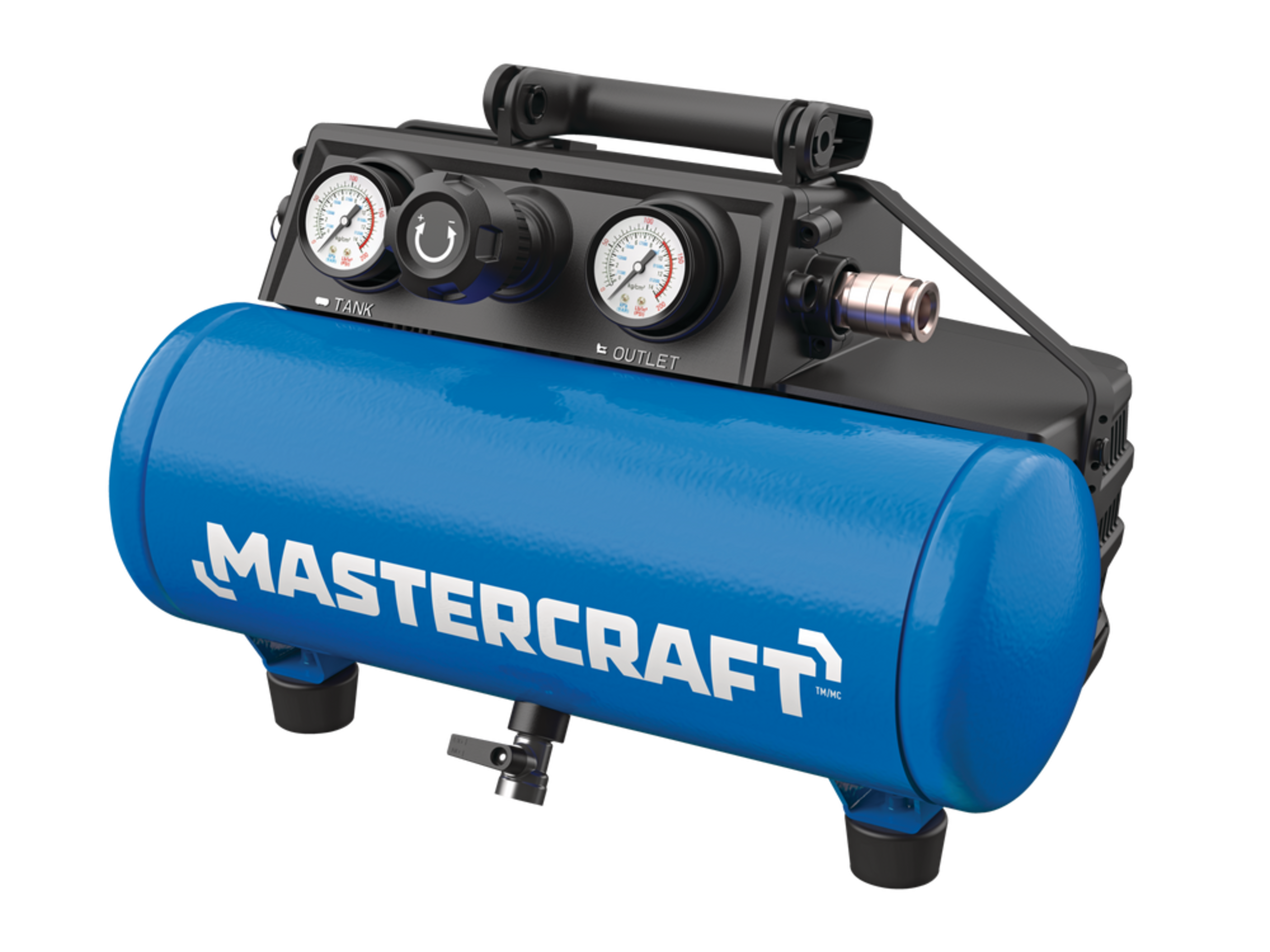 Mastercraft 20V 1-Gallon Battery Air Compressor, Bare Tool, PWR POD Compatible Front_Three_Fourths_Angled_Left