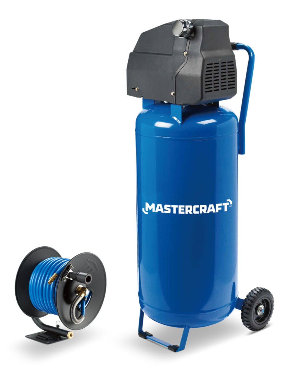 Compresseur d'air vertical sans huile Mastercraft de 20 gallons avec  dévidoir en prime, 135 lb/po2, 2 HP