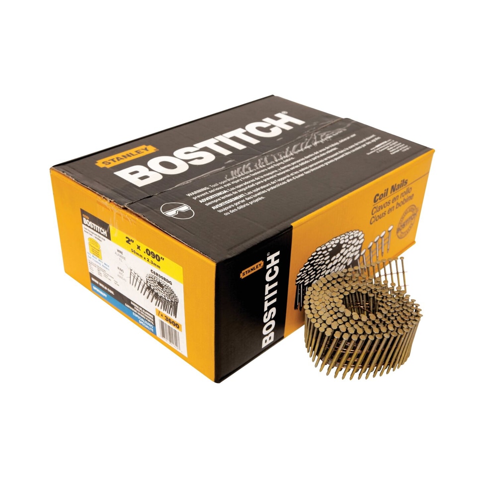 Bostitch Galvanized Wire Weld Coil Framing Nails, 15D, 2in, 4200pc