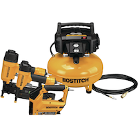 Compresseur d'air portatif à réservoir plat sans huile Bostitch avec 3 pistolets, 150 lb/po2 Composite_or_Mixed