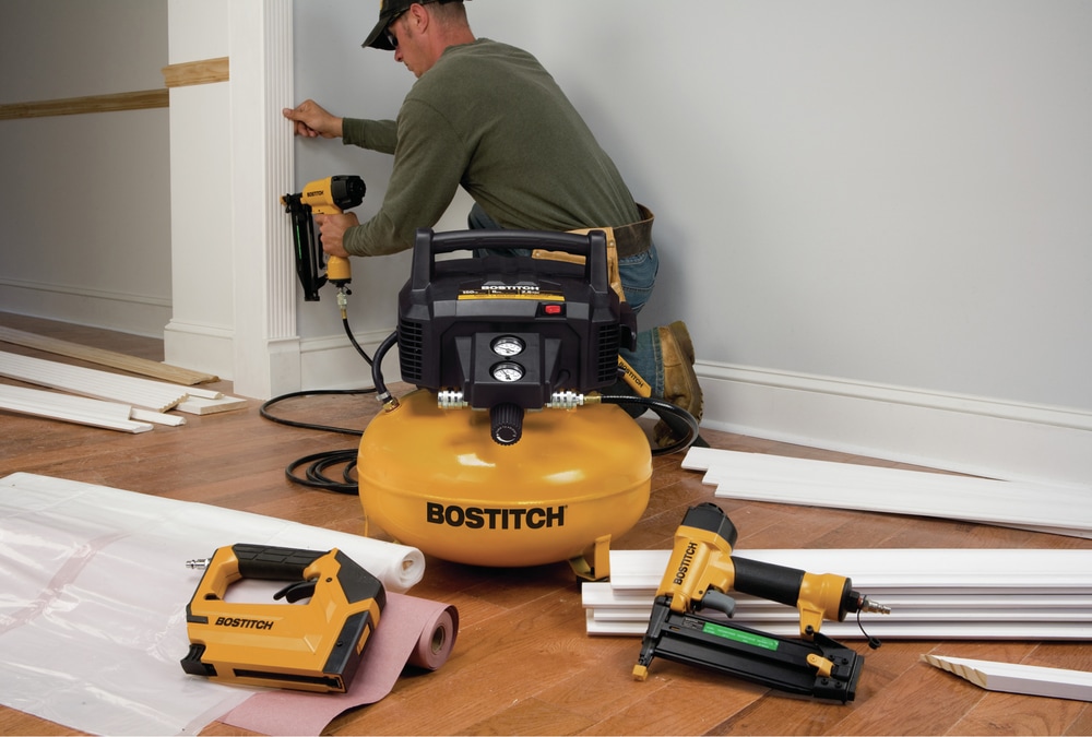 Bostitch OilFree Portable 3Gun & Pancake Air Compressor Combo Kit