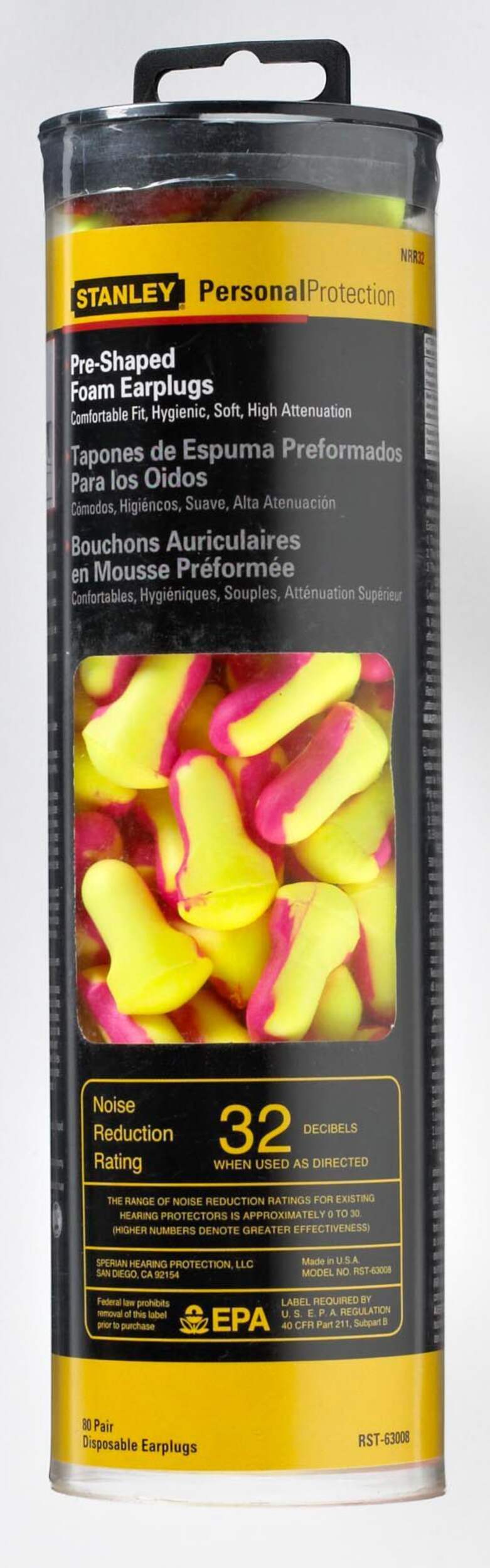 Stanley NRR 32 Earplugs Front_Flat