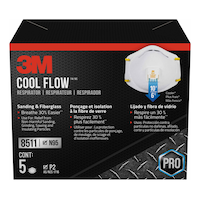 3M™ 8511 N95 Cool Flow™ NIOSH-Approved Face Masks, White, 5-pk Front_Elevated