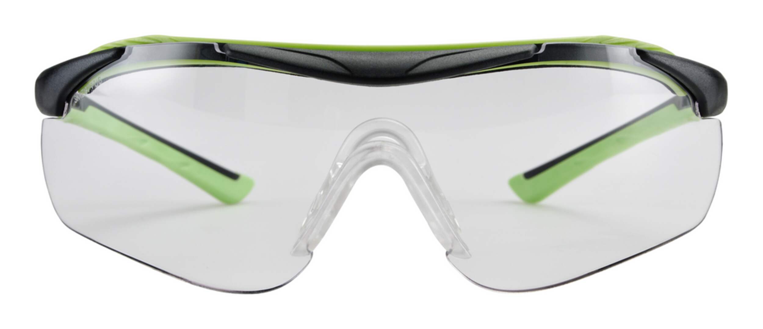 3M™ 47100H1-DC Brow Guard Anti-Fog Anti-Scratch Clear Lens Safety Glasses, Black/Green Front_Flat