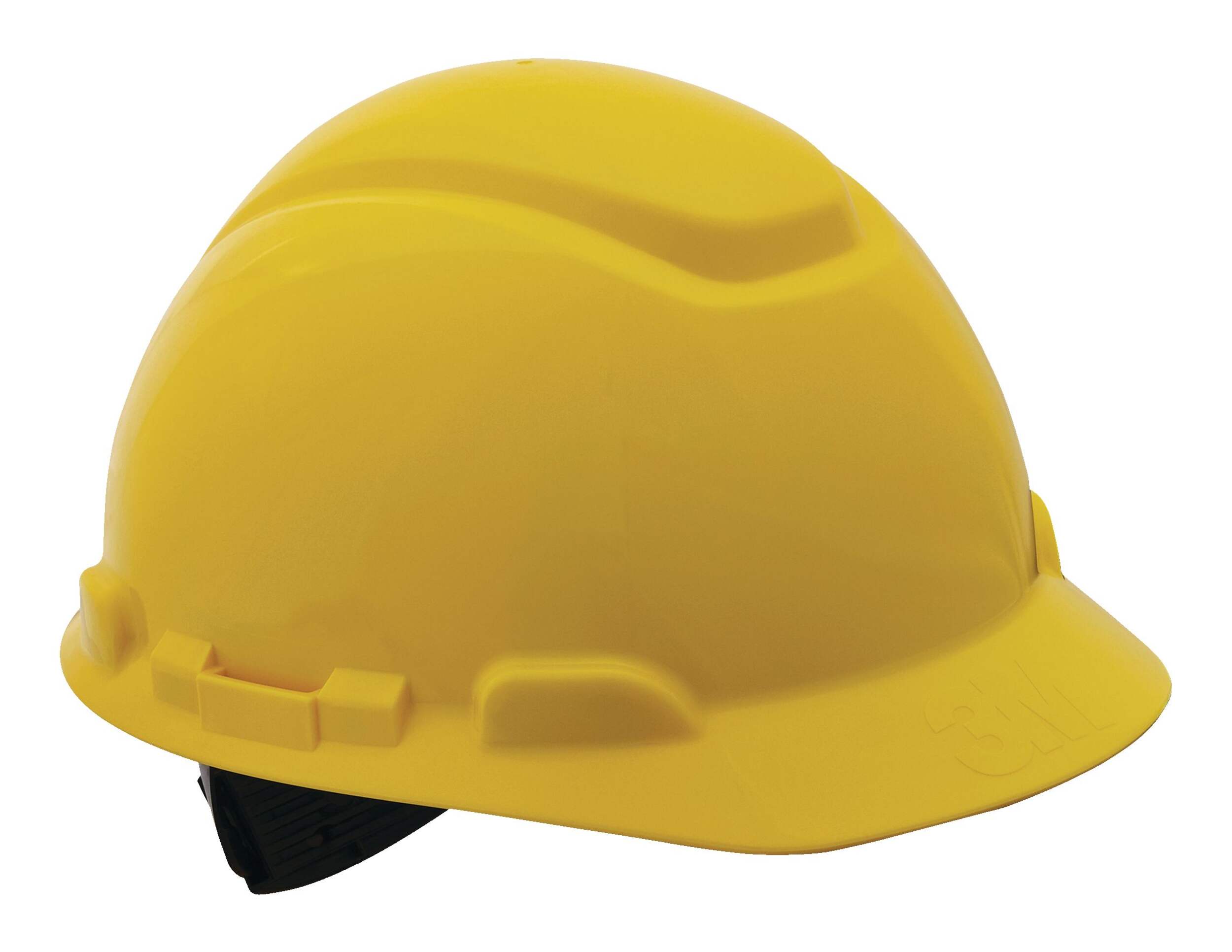 Casque protecteur à bord avant réglable à cliquet 3M, non ajouré, jaune Front_Three_Fourths_Angled_Right