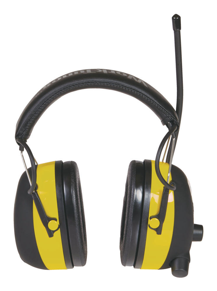 Casque de protection auditif AM/FM cote de réduction du bruit de 24 dB 3M  WorkTunes, noir/jaune