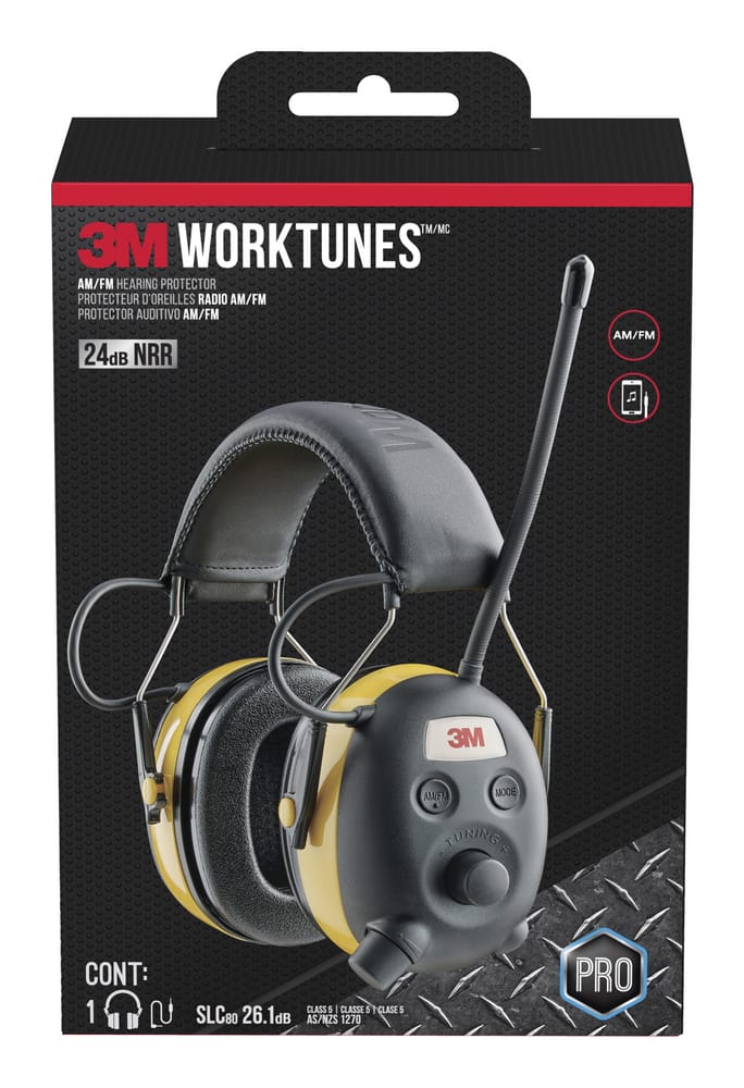 3M™ WorkTunes NRR 24dB AM/FM Hearing Protector, Yellow/Black Canadian Tire