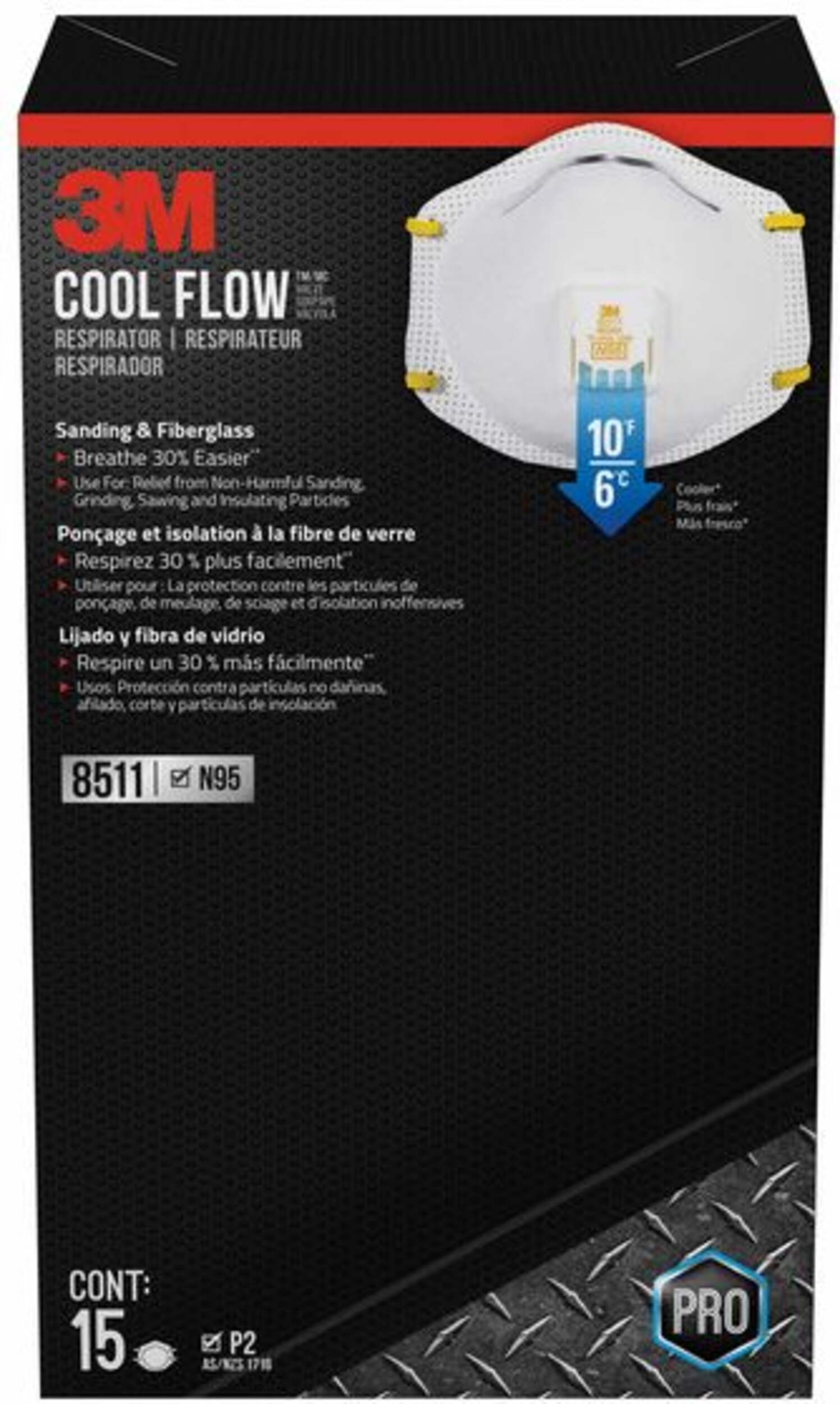 3M™ 8511 N95 Cool Flow™ NIOSHApproved Face Masks, White, 15pk