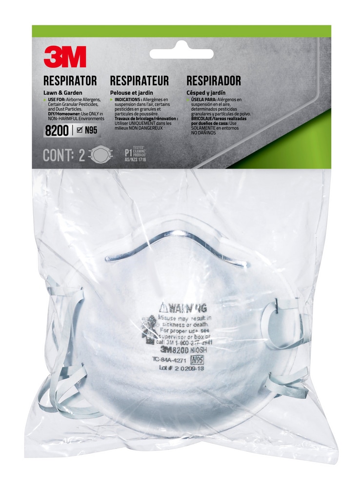 3M™ 8200GC1C N95 Lawn & Garden NIOSHApproved Face Masks, White, 2pk Canadian Tire