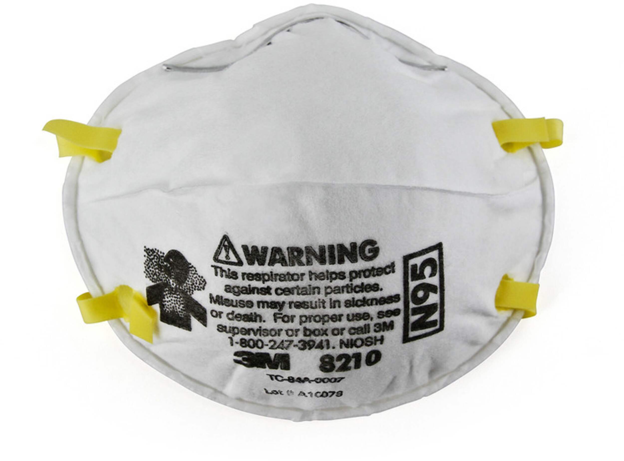 3M™ 8210 N95 Sanding & Fiberglass NIOSH-Approved Performance Face Masks, White, 2-pk Front_Flat