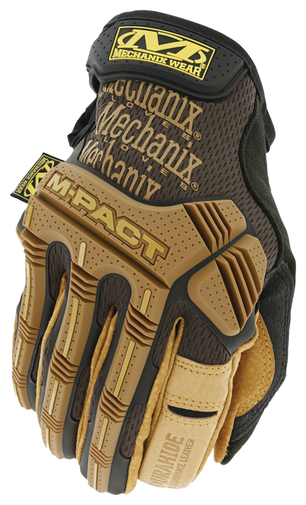 Gants en cuir à fermeture autoagrippante Mechanix Wear Impact Pro, noir