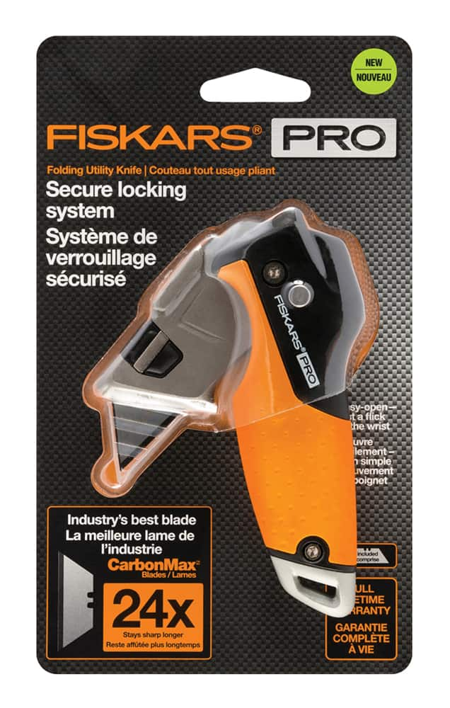 Fiskars Pro Folding Blade Utility Knife, Black/Orange | Canadian Tire