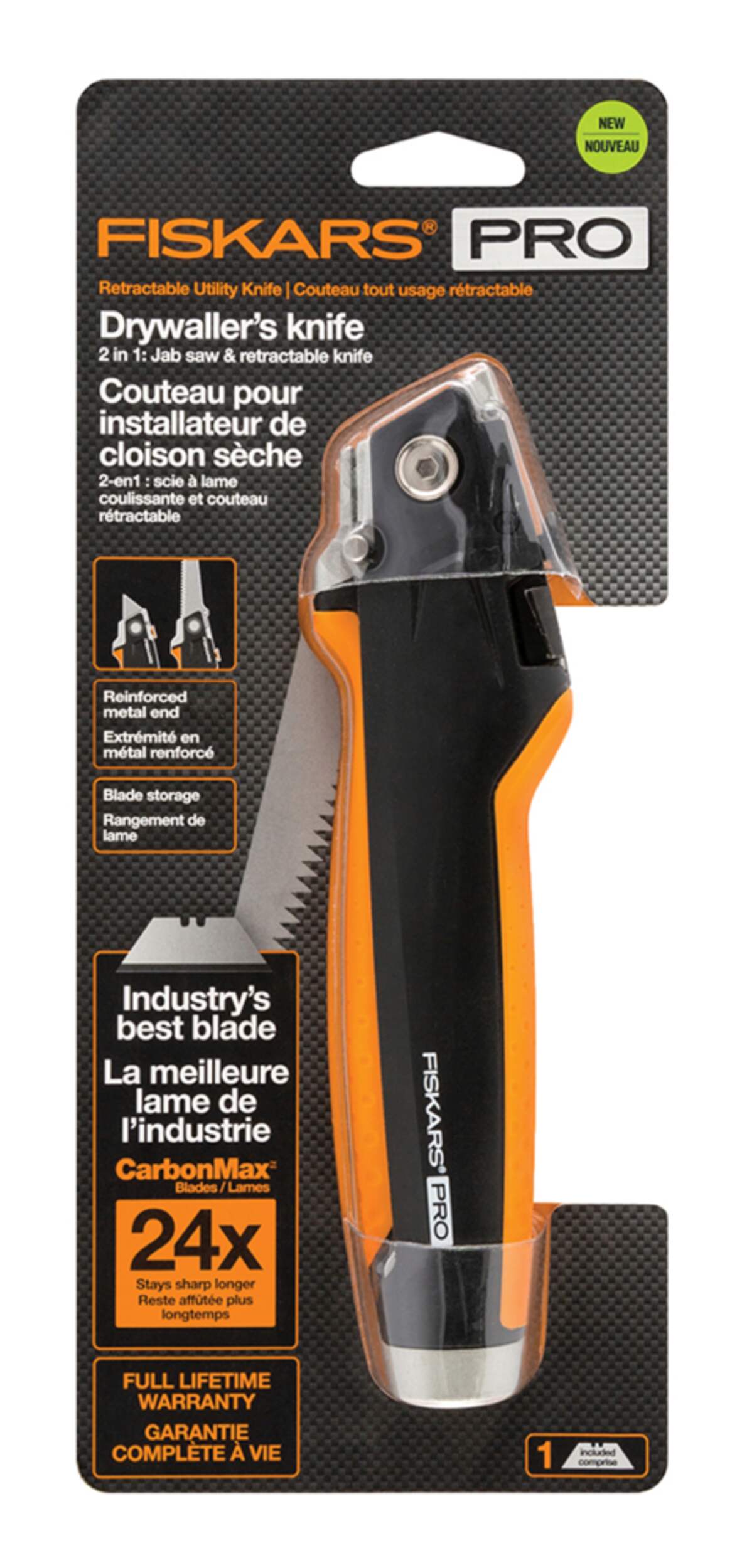 Fiskars Pro Drywall Utility Knife, Black/Orange Canadian Tire