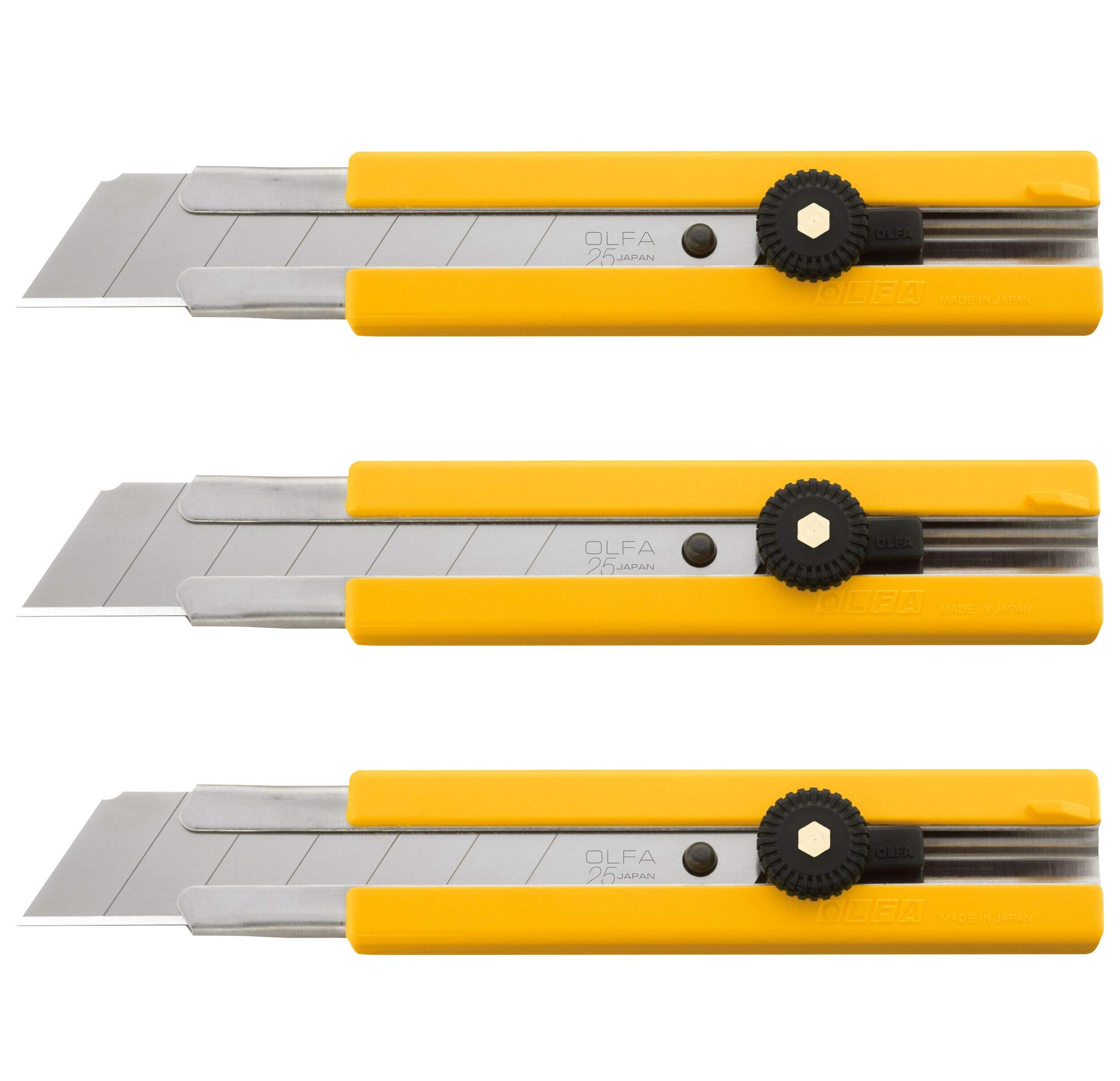 OLFA 25mm Snap Off Knives, 3-pk Front_Flat