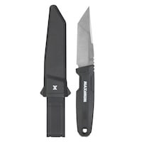 MAXIMUM Fixed Blade Tanto Knife, Black Front_Flat
