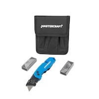 Mastercraft Folding Utility Knife Set with Extra Blades & Case Front_Angled_Left