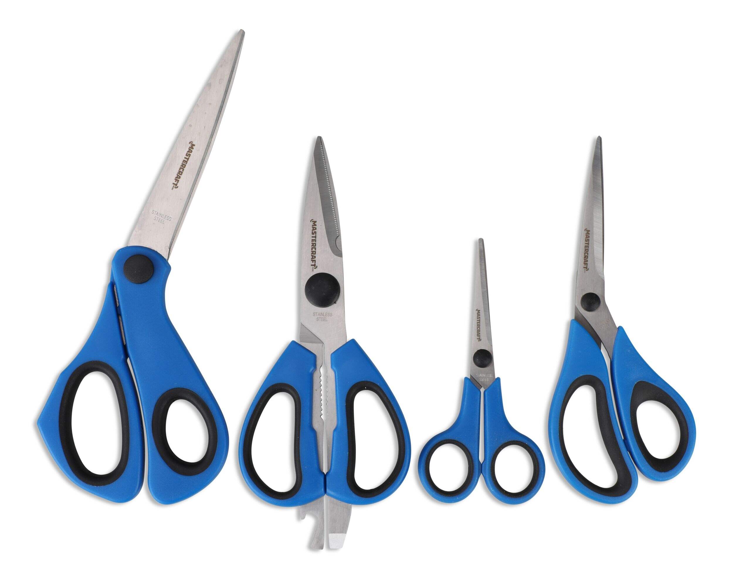 Mastercraft StainlessSteel Scissors Set, Blue, 4pc Canadian Tire