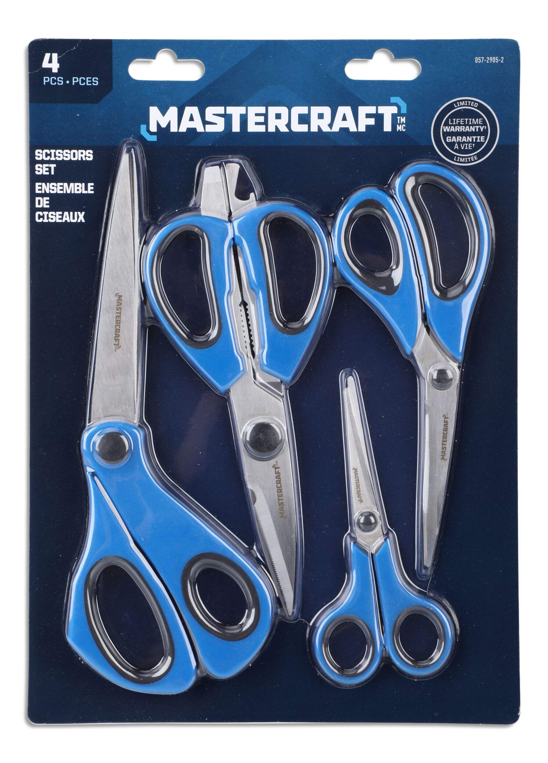 Mastercraft StainlessSteel Scissors Set, Blue, 4pc Canadian Tire