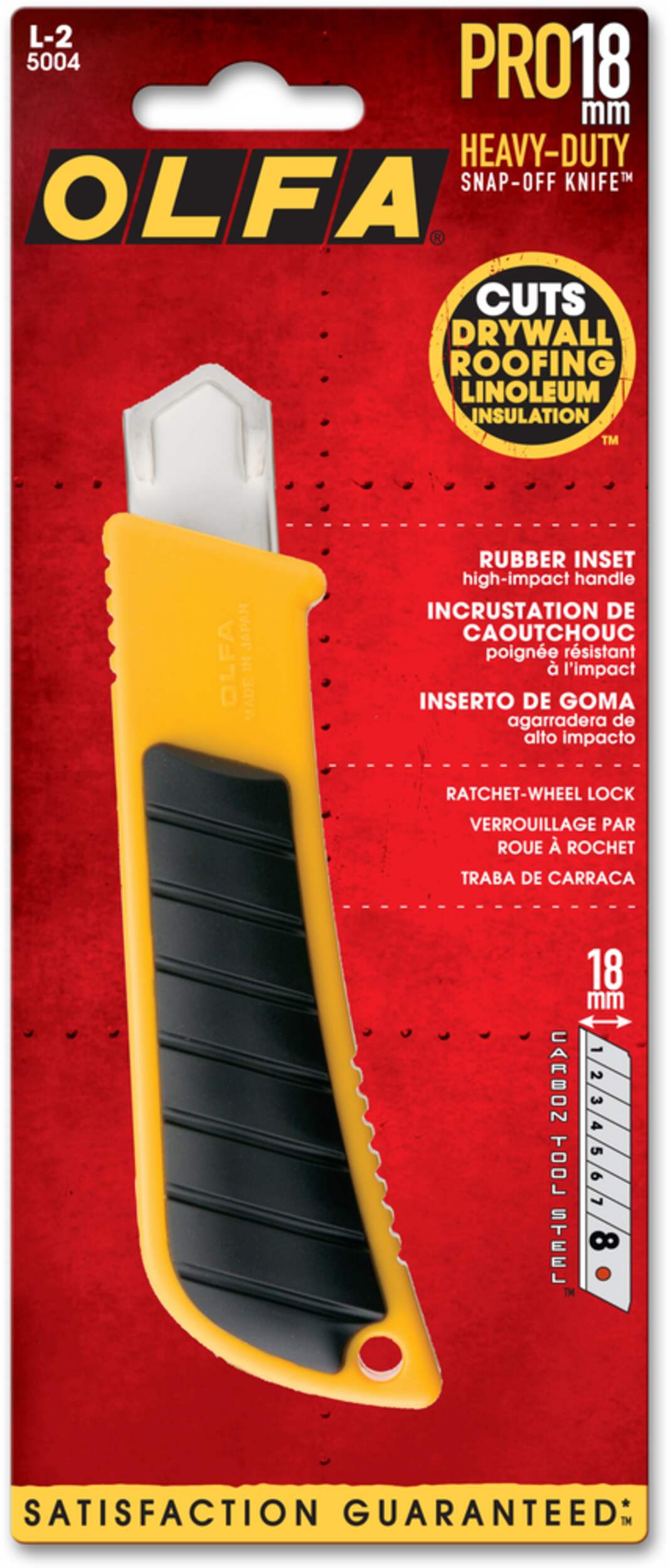 OLFA L2 5004 HeavyDuty RubberInset Snapoff Utility Knife, 18mm