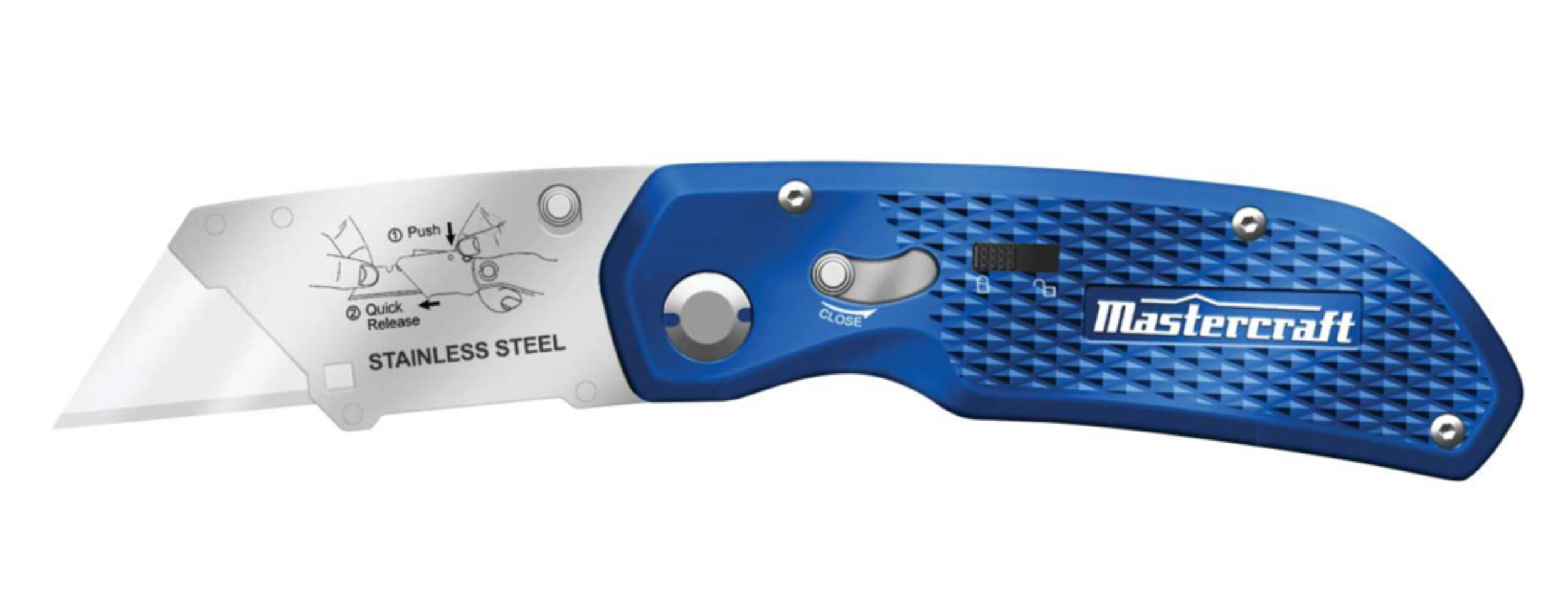 Mastercraft Easy Open Folding Utility Knife, 10-pk Side_Left