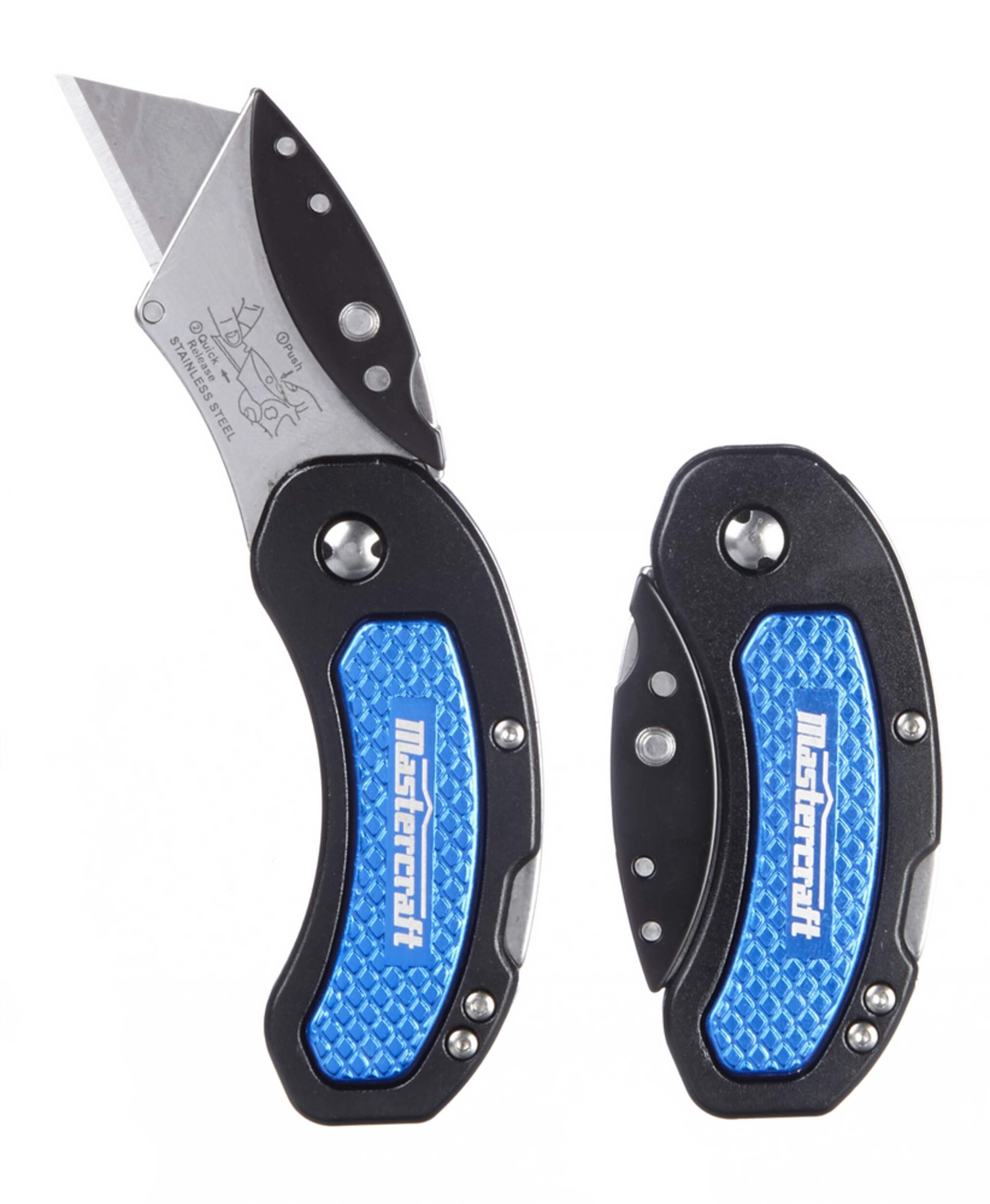 Mastercraft Folding Utility Knives, Black/Blue, 2pk Canadian Tire