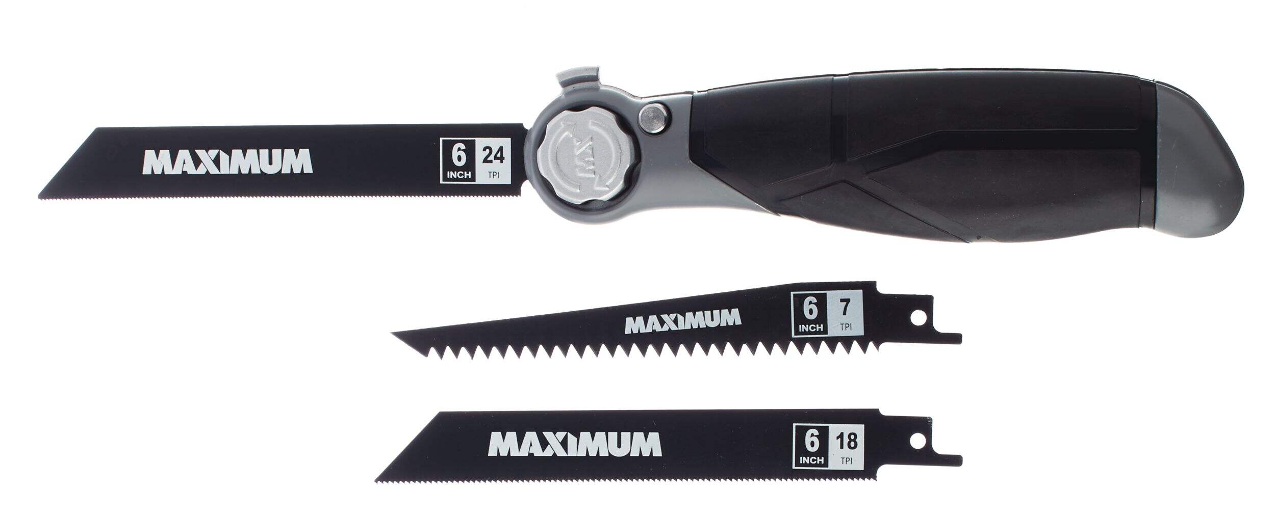 Scie à lame coulissante pliante d/po varié MAXIMUM, 6 po, paq. 3 Front_Angled_Left