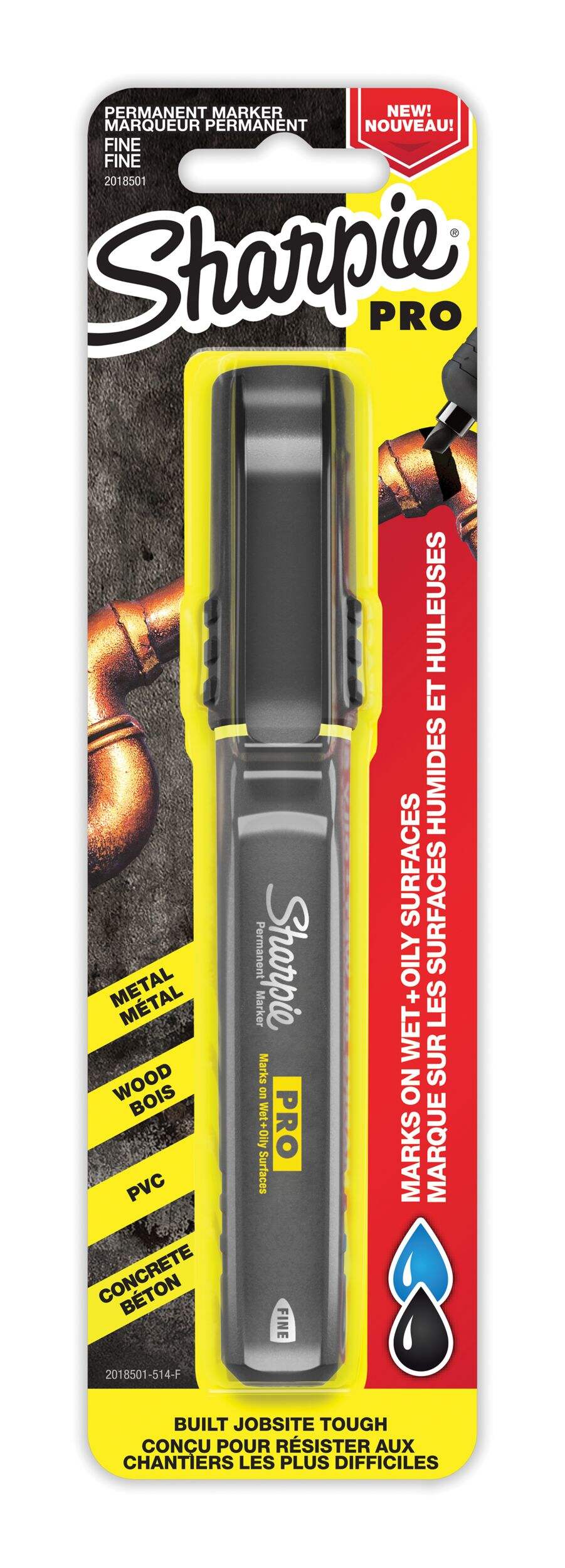 Marqueurs permanents Sharpie PRO, pointe fine, noir, paq. 1 Front_Flat