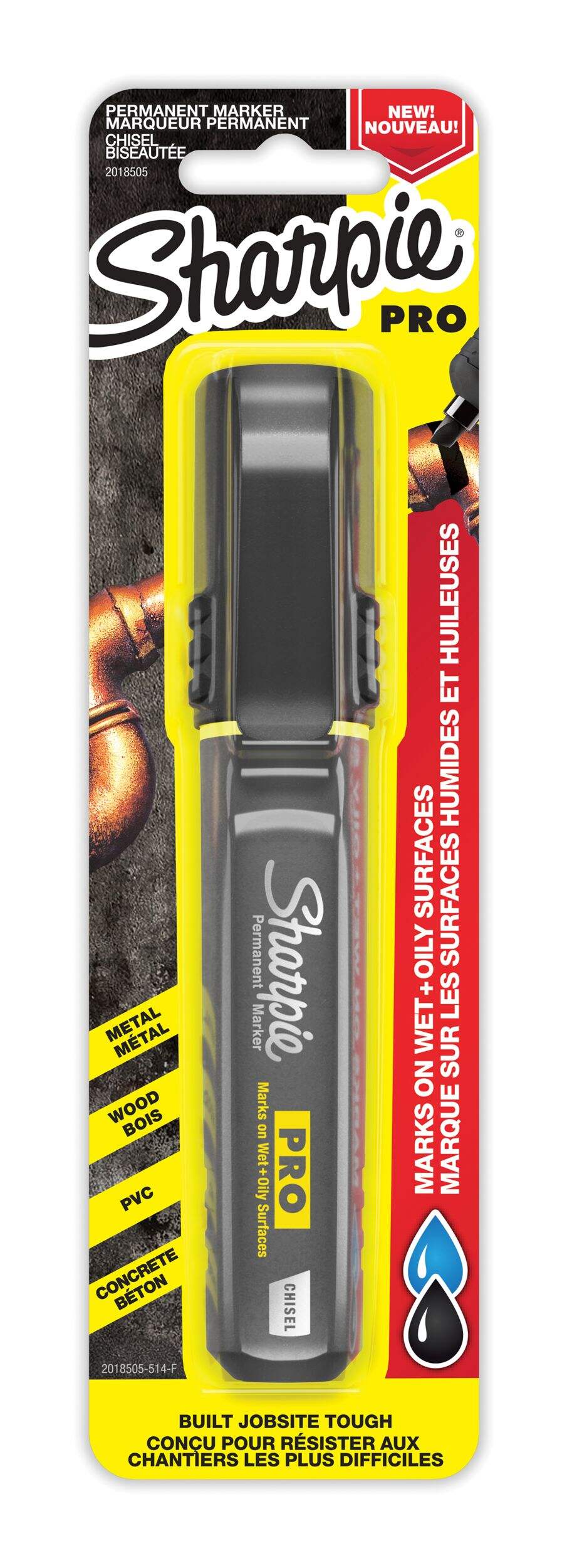 Sharpie PRO Permanent Marker, Chisel Tip, Black, 1 Count Front_Flat