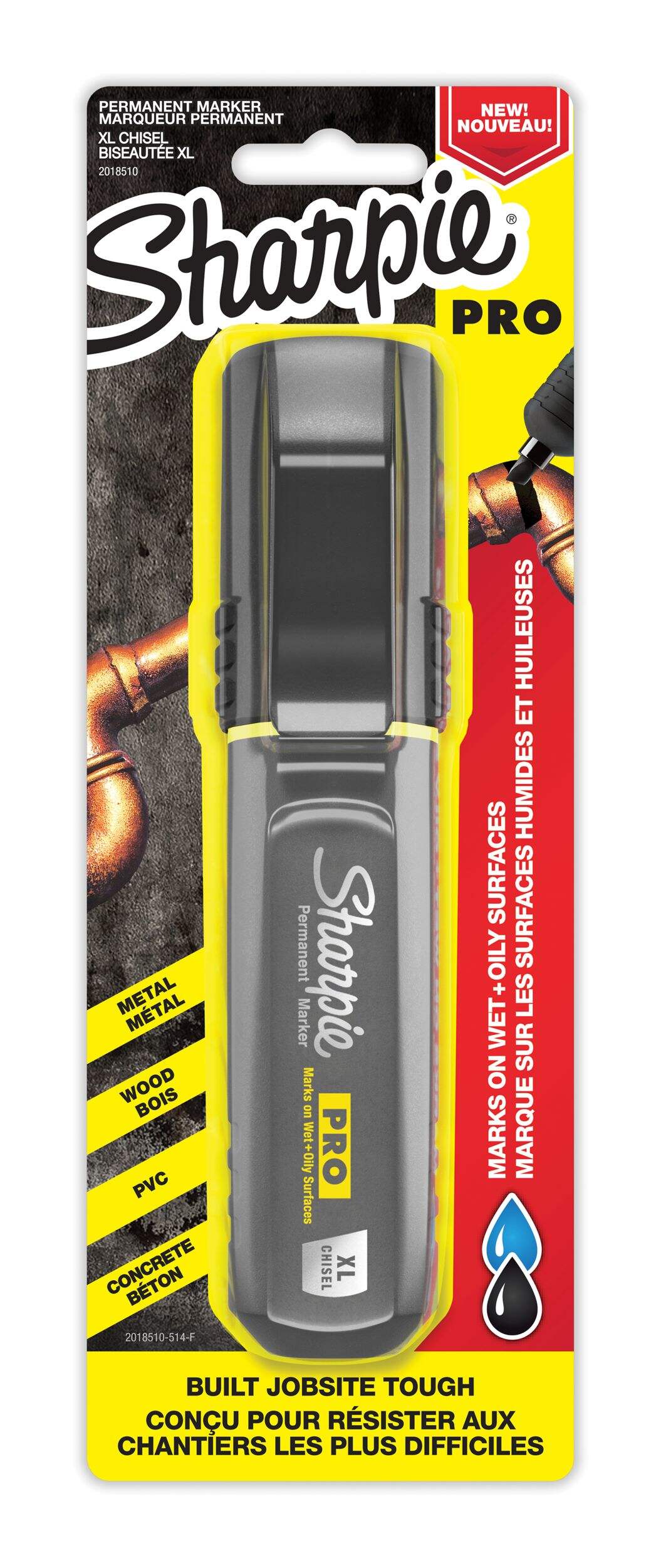 Sharpie PRO Permanent Marker, XL Chisel Tip, Black, 1 Count Front_Flat