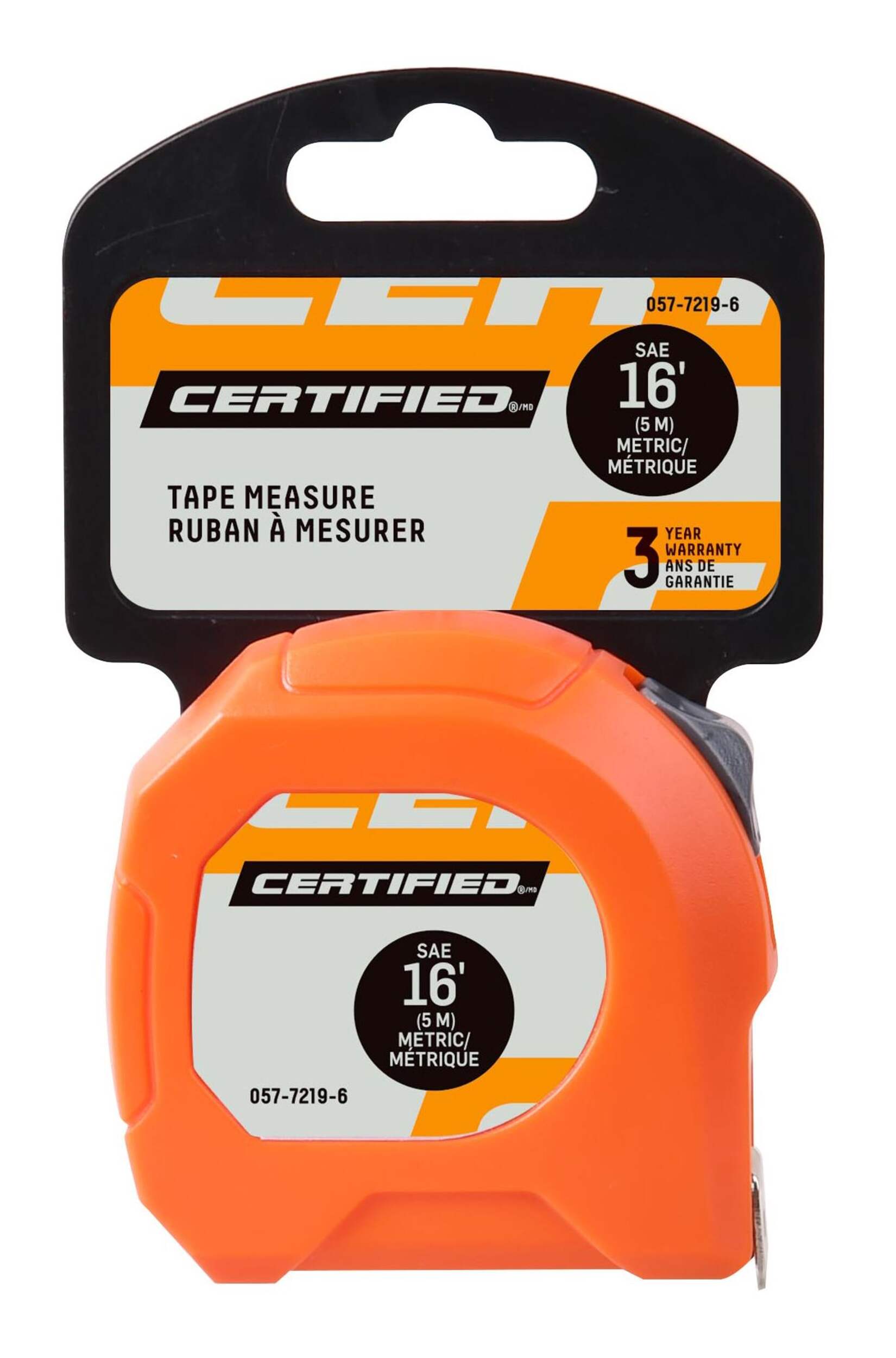 Certified Tape Measure, 16-ft/5-m Front_Flat