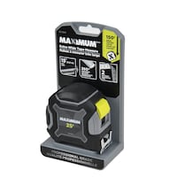 MAXIMUM Tape Measure with Double Side Printing, 25-ft, 150' drop tested