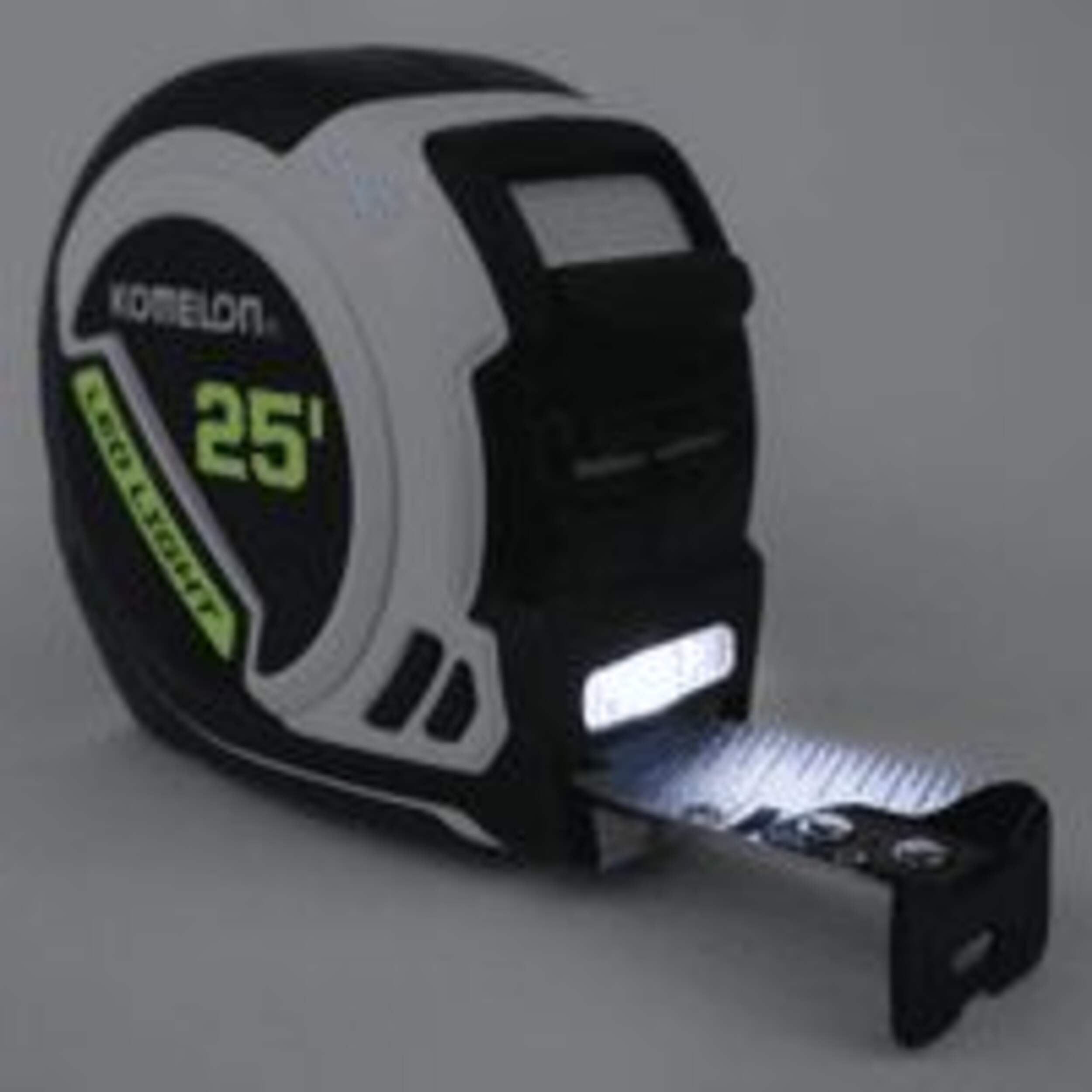 Komelon Compact Tape Measure with LED Light, 25-ft Front_Angled_Right