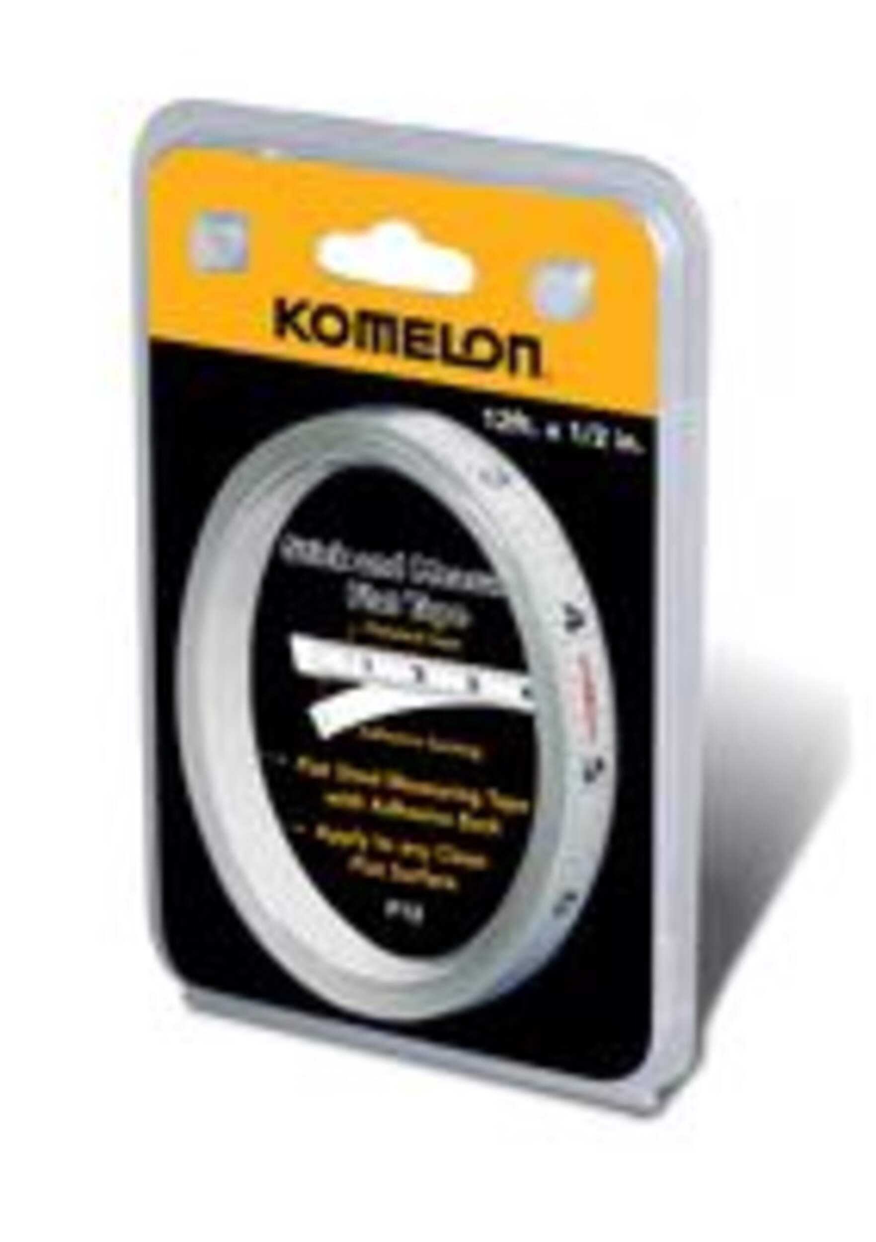 Komelon Flat Steel Blade Tape Measure with Adhesive Back, 12-ft Front_Angled_Left