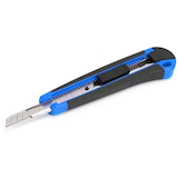 Mastercraft Snap-Off Utility Knife, 9-mm, Black/Blue Front_Three_Fourths_Angled_Left