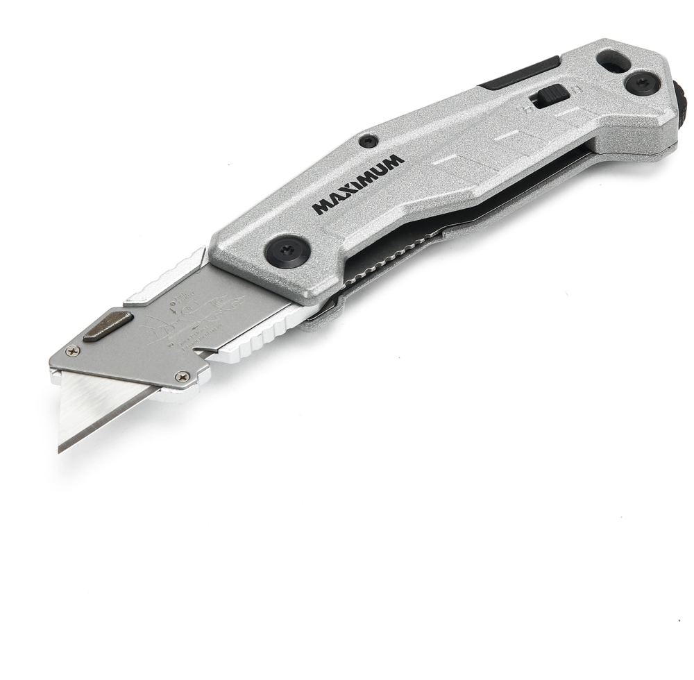 MAXIMUM Folding Blade Utility Knife with Wire Stripper, Silver