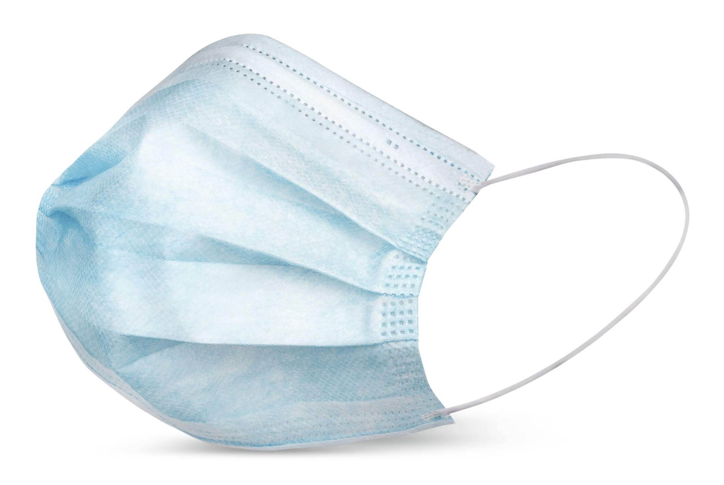 Xam-Med Adjustable 3-Ply Disposable Face Masks, Blue, 50-pk Front_Three_Fourths_Angled_Left