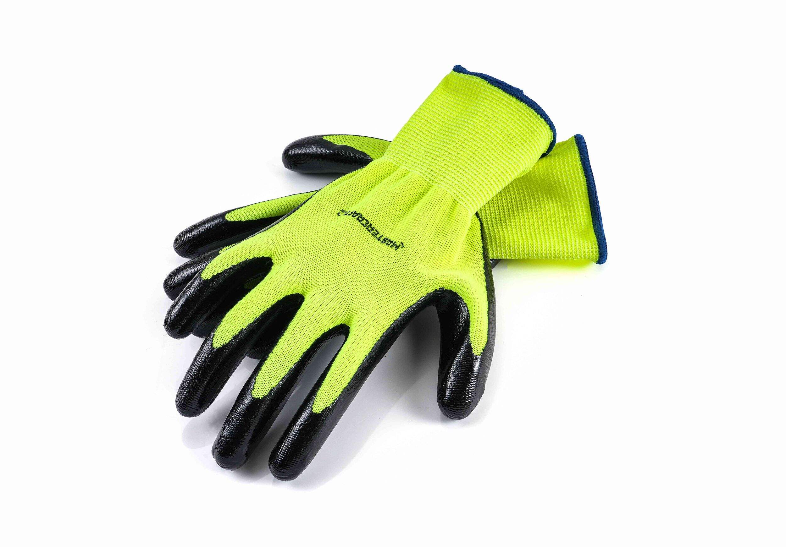 Mastercraft High-Vis Nitrile Dipped Work Gloves with Enhanced Grip, Latex Free, Large, Black, 3 Pairs Composite_or_Mixed