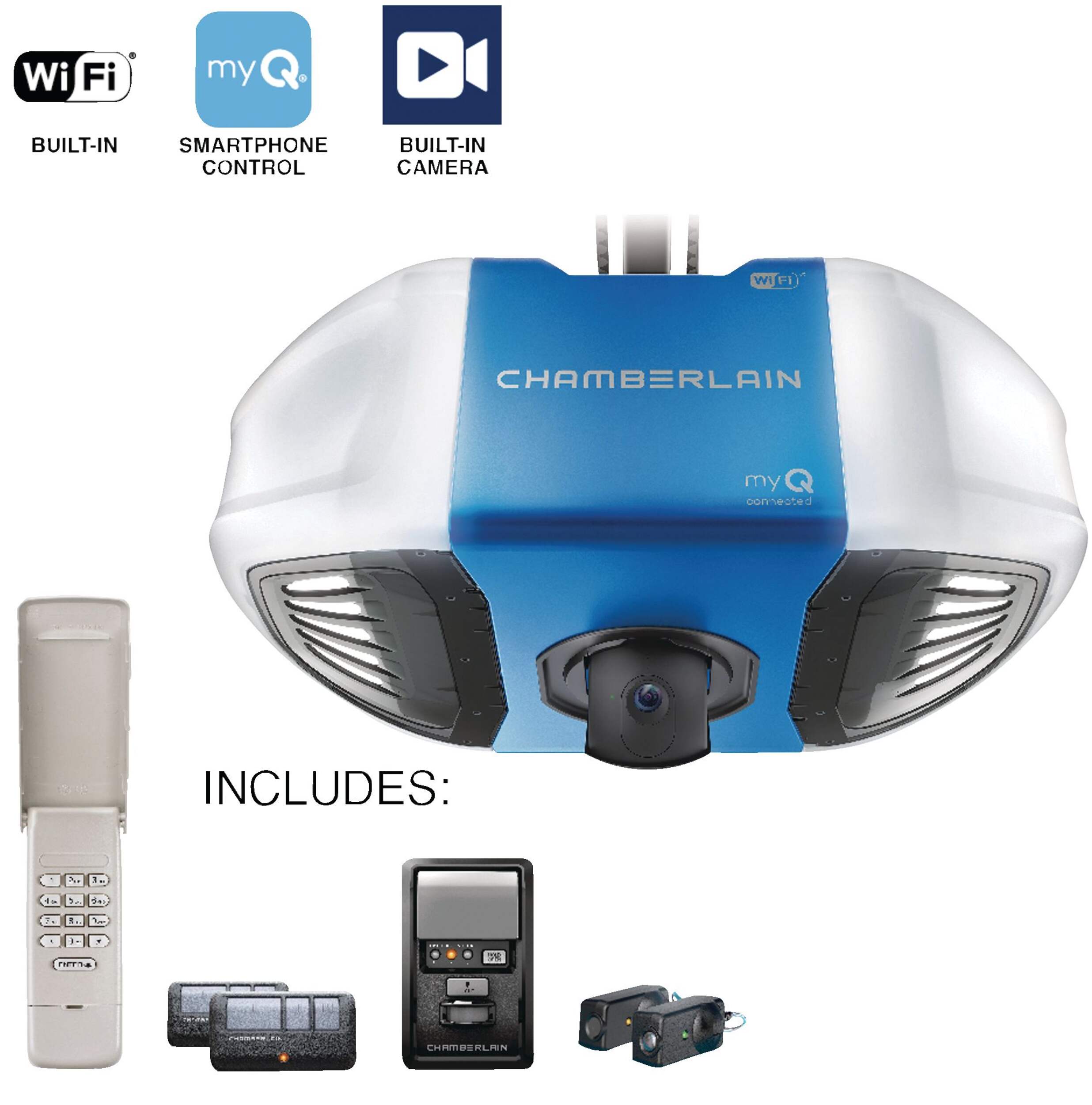 Chamberlain® B4545 3/4-HP Ultra Quiet Belt Drive Garage Door Opener with Wi-Fi and Built in Camera Composite_or_Mixed