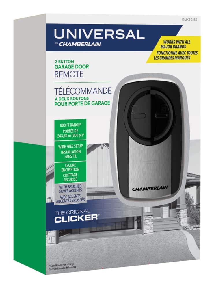 Chamberlain® KLIK5C-SS Universal 2-Button Remote Control for Garage Door  Openers Canadian Tire