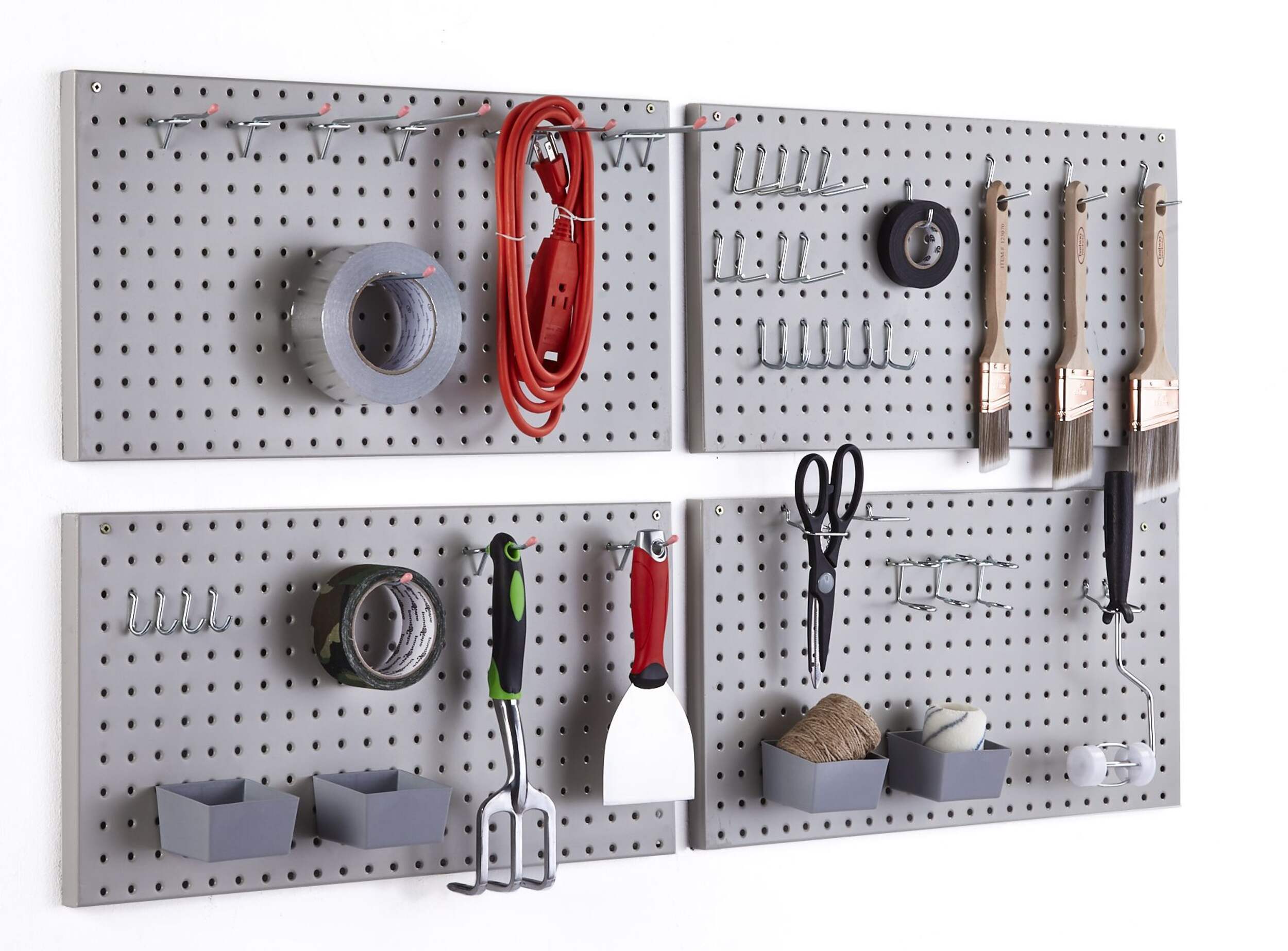 Mastercraft Steel Pegboard Kit, Includes Four 12x24-in Panels, 48-pc Front_Angled_Right