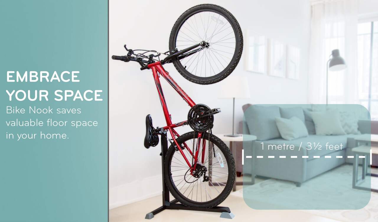  Bike Stand & Vertical Storage Rack by Bike Nook - The Original  Vertical Bicycle Floor Stand for Garage Storage and Indoor and Outdoor use,  Perfect Bike Accessories for Small Spaces with