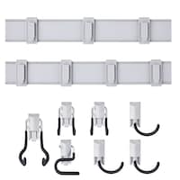 Mastercraft MOD Wall Organization Starter Kit, 9-pc, 2 Wall Tracks & 7 Hooks Front_Flat