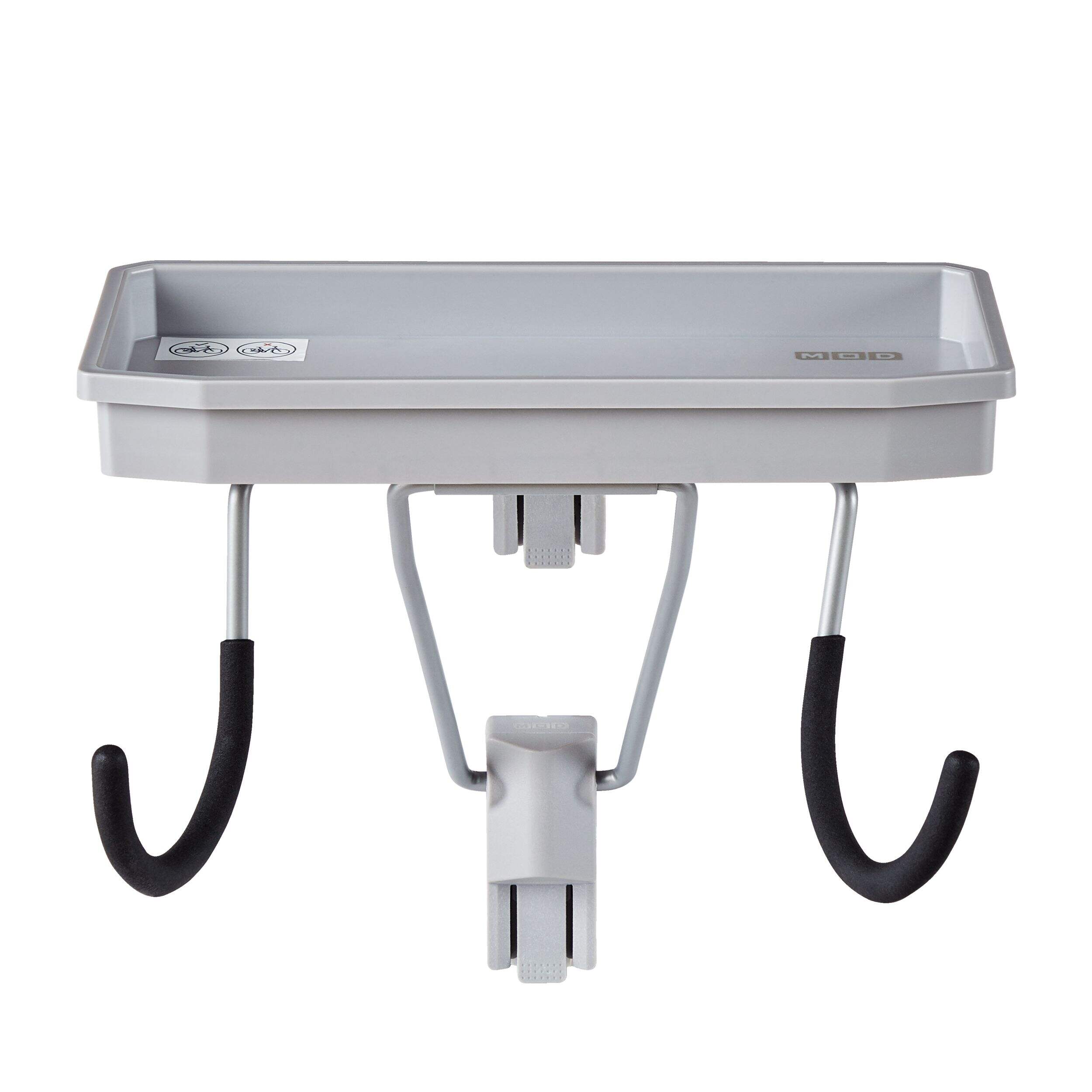 Mastercraft MOD Horizontal Bike Storage Rack / Hanger with Shelf, 50-lb Load Capacity, Wall Mount Front_Elevated