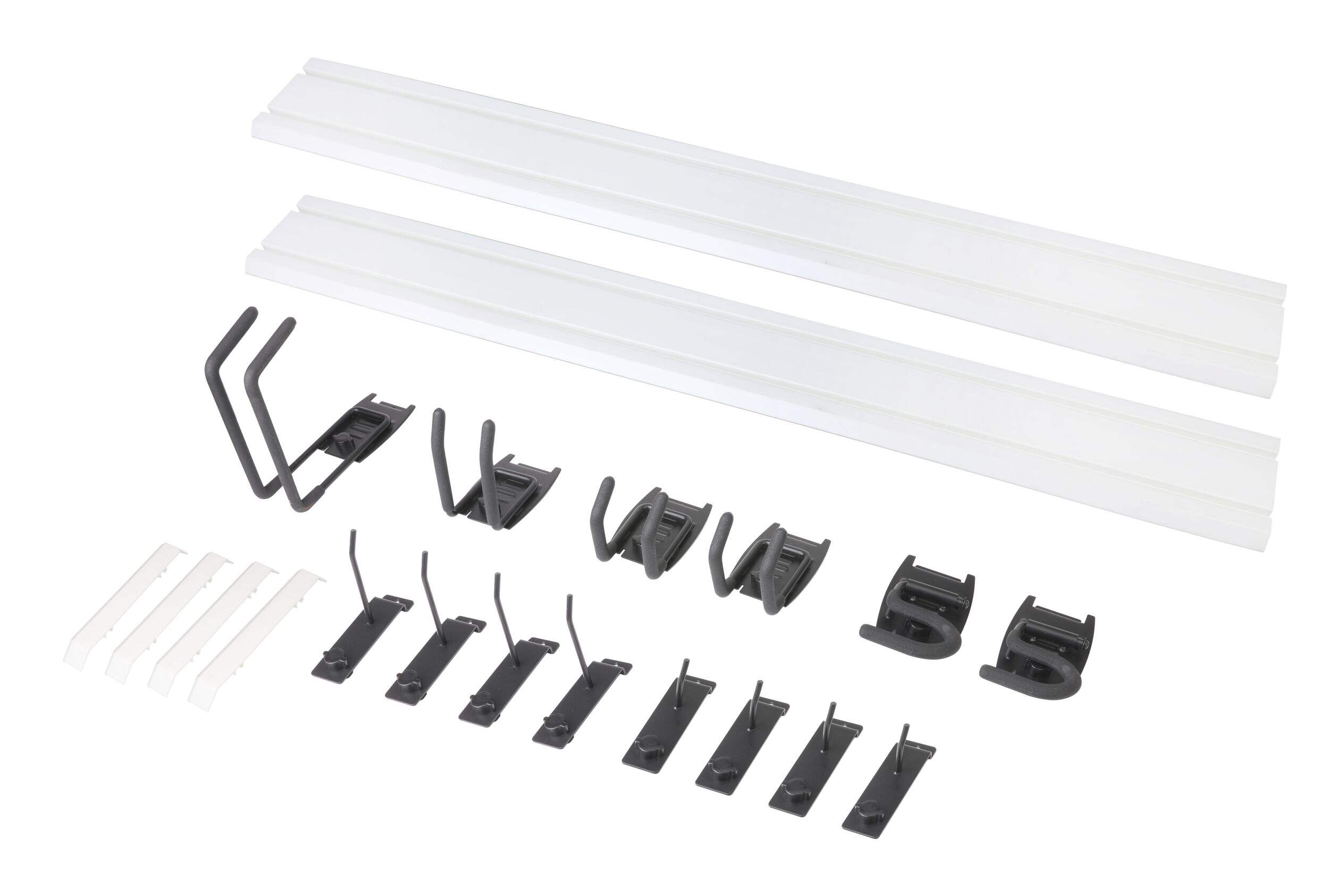 Mastercraft Slat Wall Multi-Purpose Storage System Kit with Utility Hooks, 48-in (122 cm), 20-pc Composite_or_Mixed