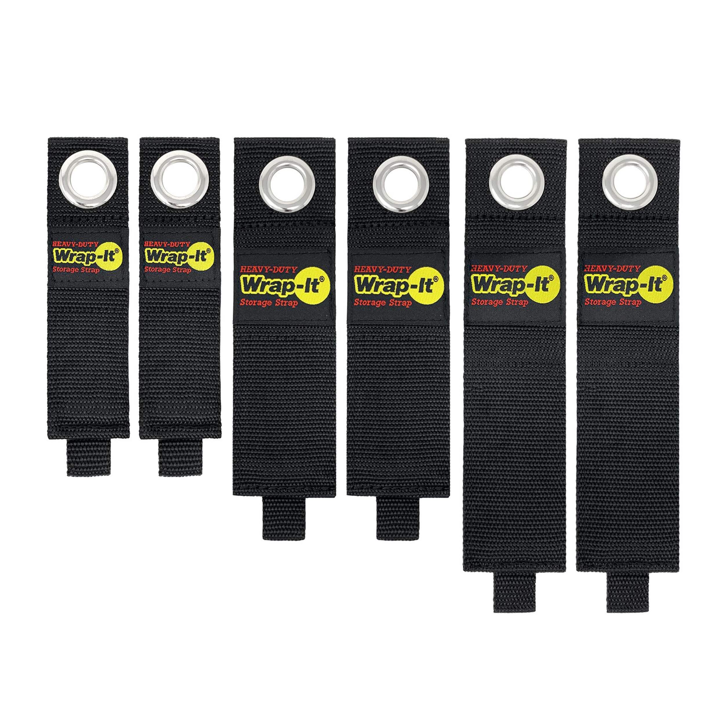 Wrap-It Heavy-Duty™ Hook & Loop Storage Straps, Multi-Size/Assorted, 6-pk Front_Flat
