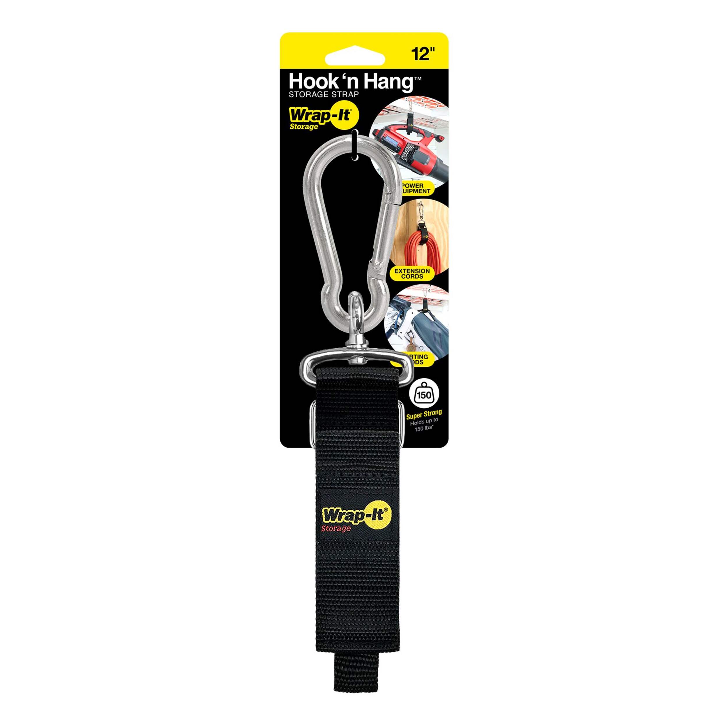Wrap-It Hook 'n Hang™ Cinch Storage Strap with Carabiner Hook, Small Front_Flat