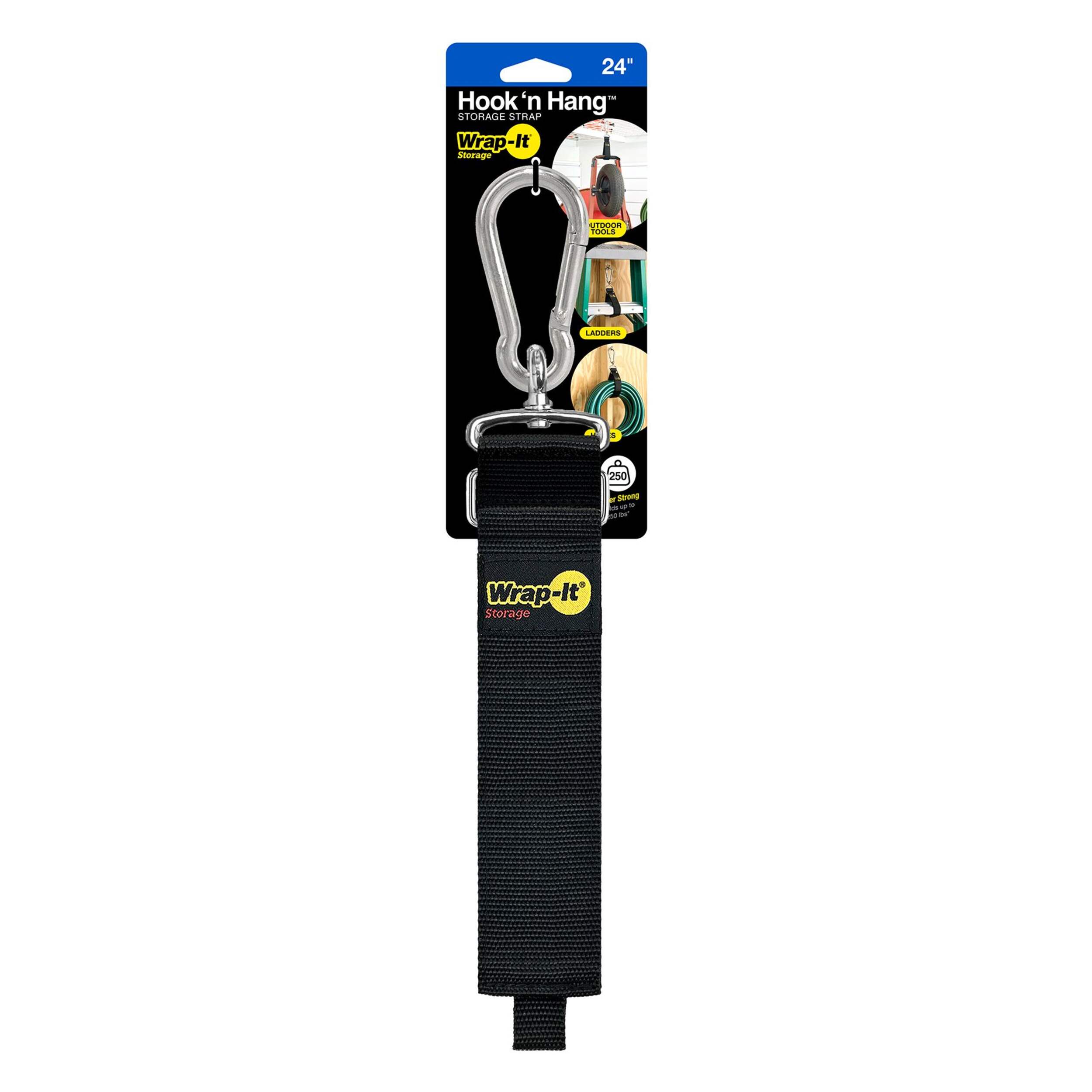 Wrap-It Hook 'n Hang™ Cinch Storage Strap with Carabiner Hook, Large Front_Flat